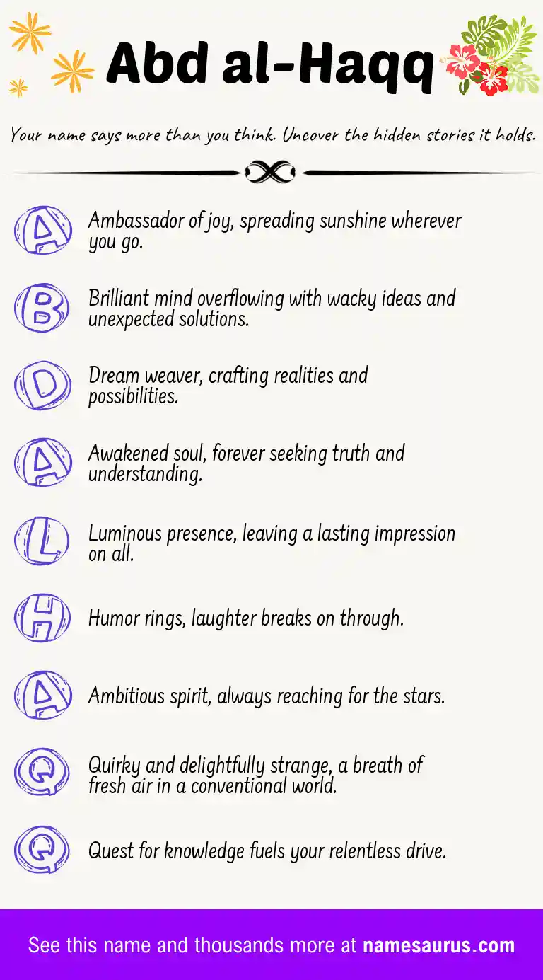 Acrostic poem about Abd al-Haqq.